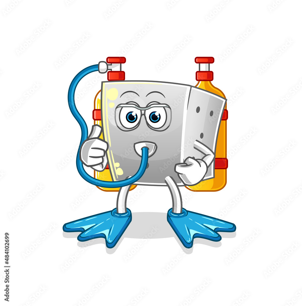 dice diver cartoon. cartoon mascot vector dice diver cartoon. cartoon mascot vector