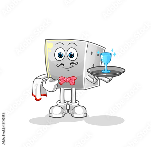 dice waiter cartoon. cartoon mascot vector