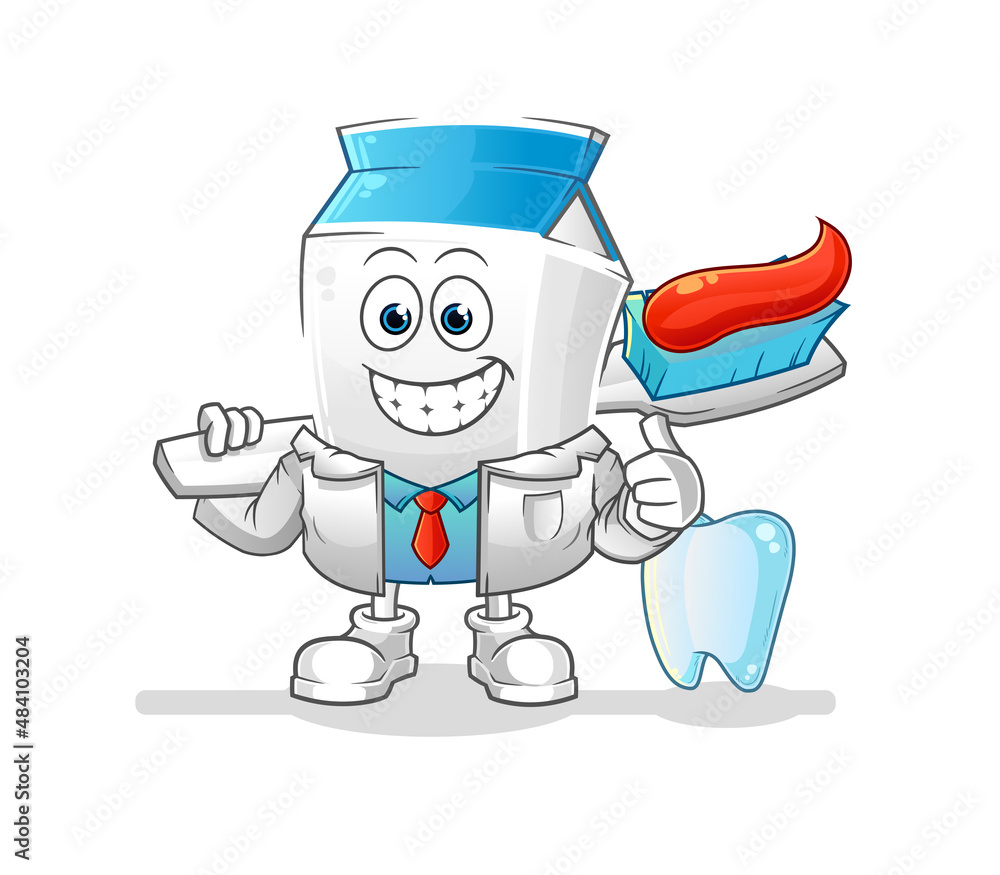 milk dentist illustration. character vector