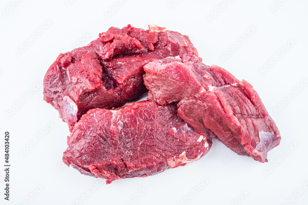 Fresh yellow beef on white background Fresh yellow beef on white background