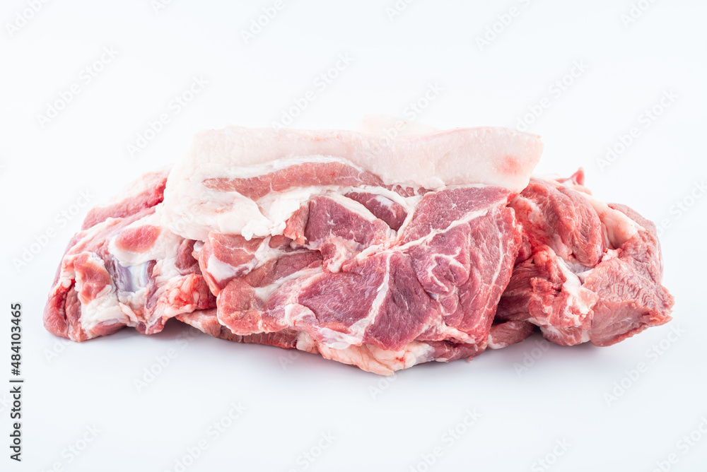 Piece of fresh pork on a white background Piece of fresh pork on a white background