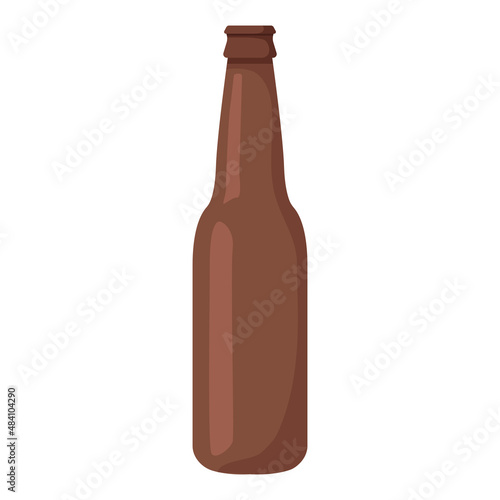glass brown beer bottle Cartoon vector illustration isolated object