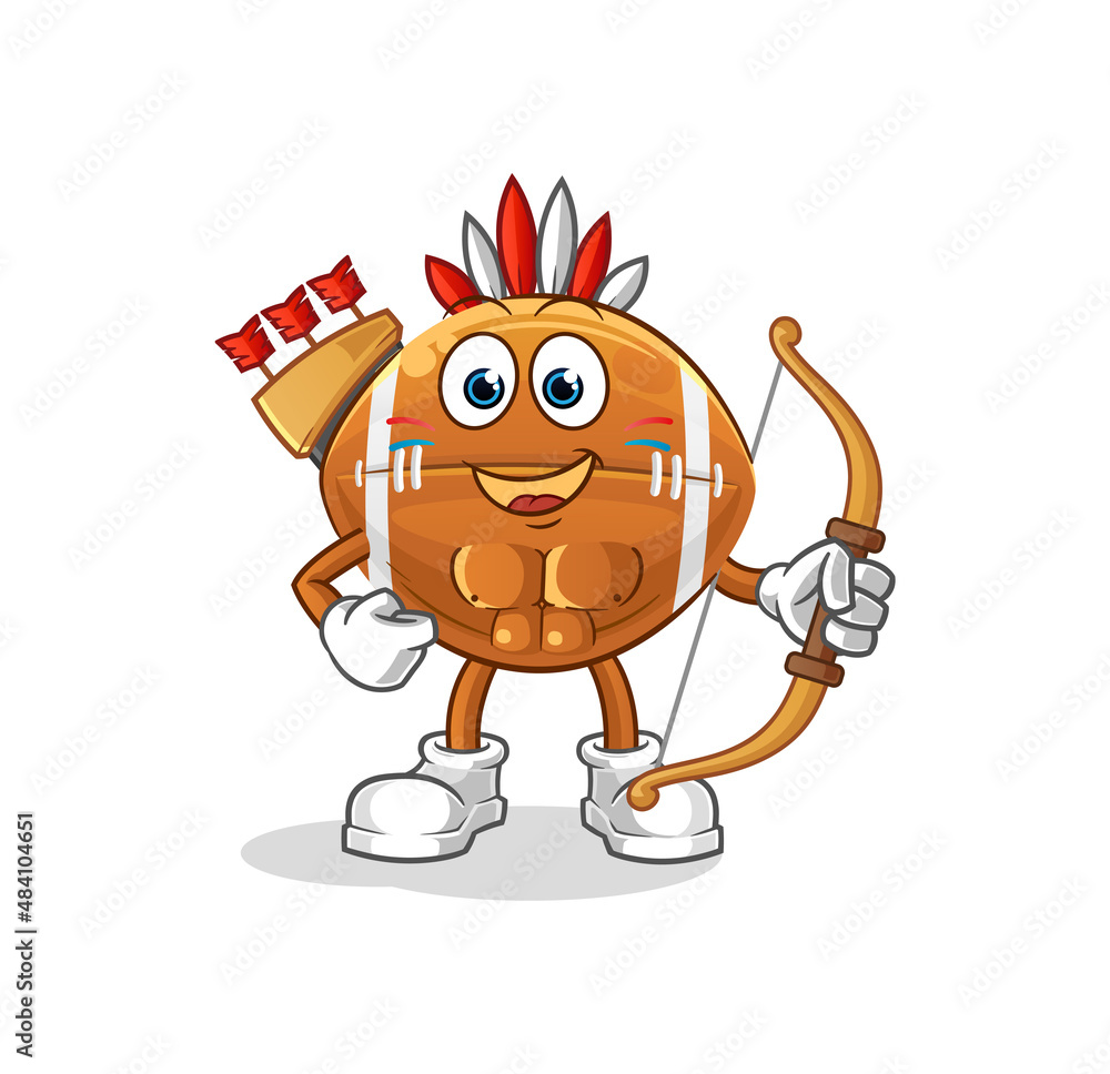 Obraz premium rugby ball native american tribe. cartoon mascot vector