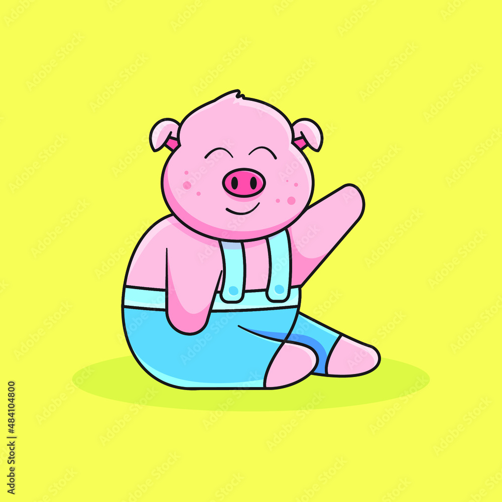 Cute Sit Baby Pig Illustration Cute Sit Baby Pig Illustration
