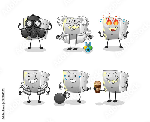 dice villain group character. cartoon mascot vector