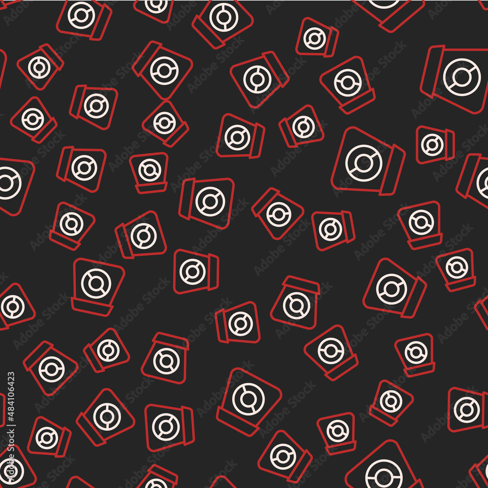 Line Online ordering and fast food delivery icon isolated seamless pattern on black background. Vector Line Online ordering and fast food delivery icon isolated seamless pattern on black background. Vector