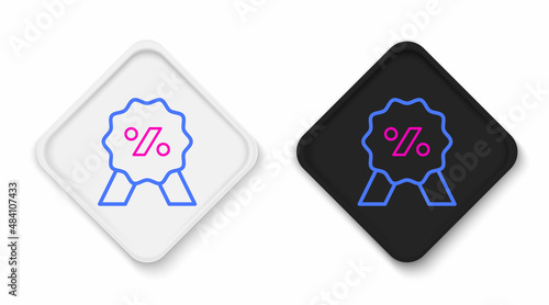 Line Discount percent tag icon isolated on white background. Shopping tag sign. Special offer sign. Discount coupons symbol. Colorful outline concept. Vector
