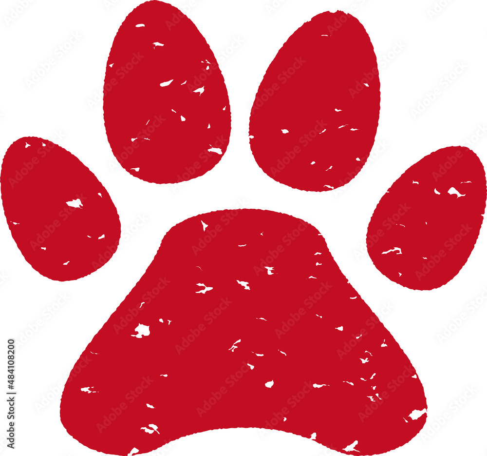 動物の足跡の赤いゴム印のイラスト Stock Illustration Adobe Stock