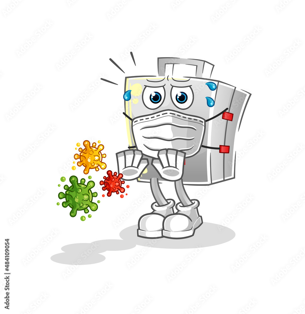 first aid kit refuse viruses cartoon. cartoon mascot vector first aid kit refuse viruses cartoon. cartoon mascot vector