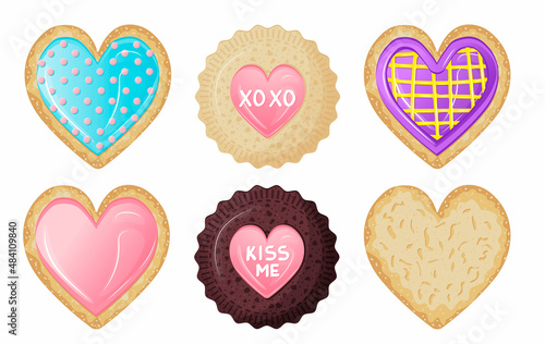 Collection of cute appetizing desserts in the form of hearts for valentine's day.