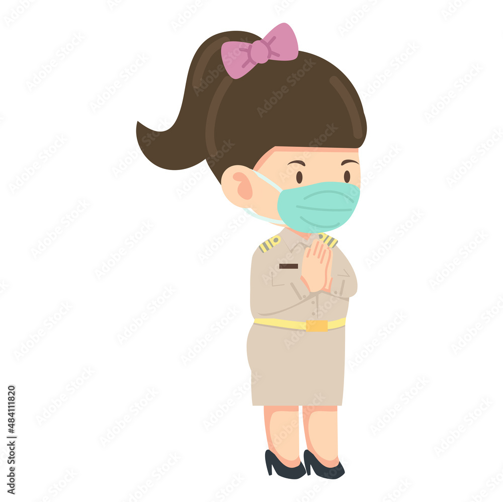 Thai teacher girl government uniform character