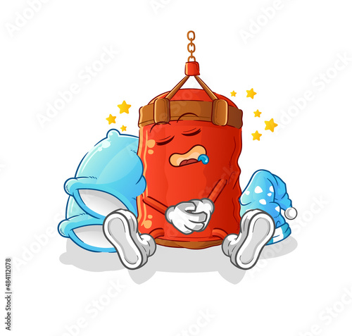 punching bag sleeping character. cartoon mascot vector