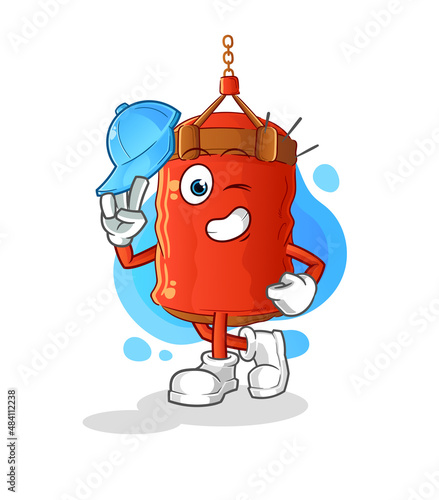 punching bag young boy character cartoon