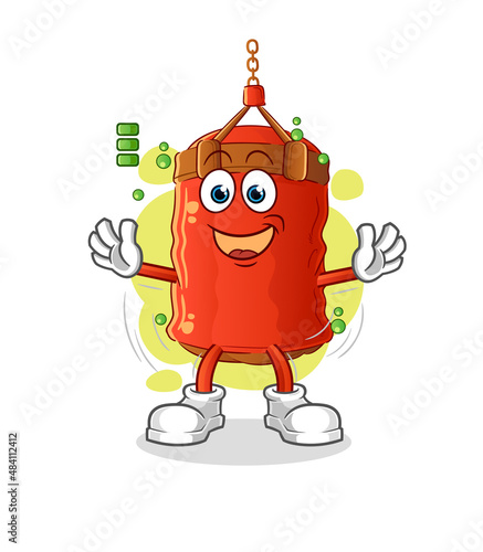 punching bag full battery character. cartoon mascot vector