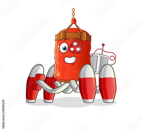 punching bag future robot vector. cartoon character
