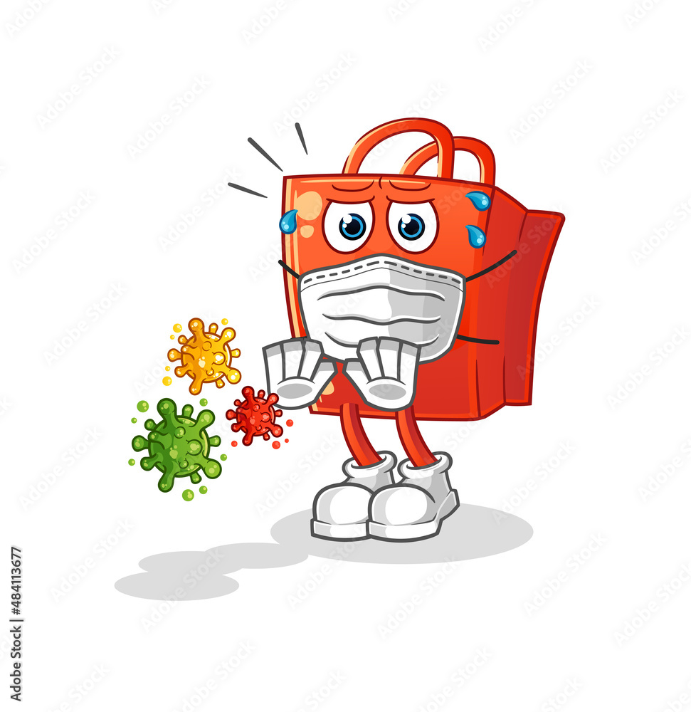 shopping bag refuse viruses cartoon. cartoon mascot vector shopping bag refuse viruses cartoon. cartoon mascot vector