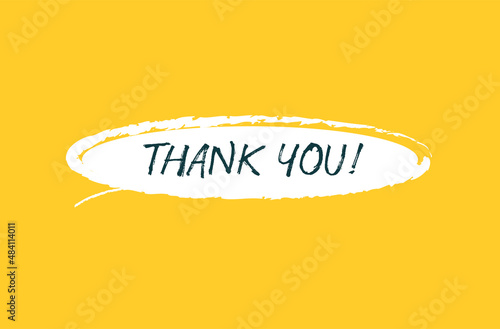Yellow background, thank you inscription, vector hand-drawn background