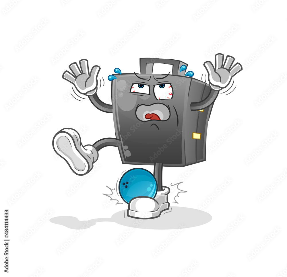 briefcase hiten by bowling cartoon. cartoon mascot vector briefcase hiten by bowling cartoon. cartoon mascot vector