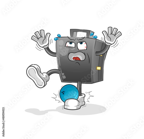 briefcase hiten by bowling cartoon. cartoon mascot vector