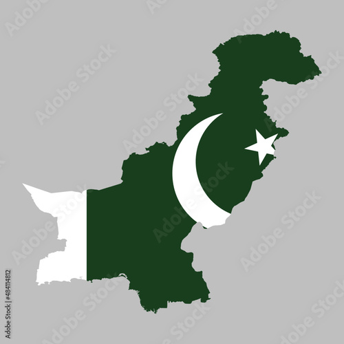 Pakistan flag inside the Pakistani map borders vector illustration 