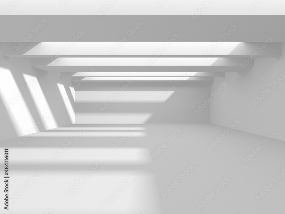 Obraz premium Illuminated corridor interior design. Empty Room Interior Background