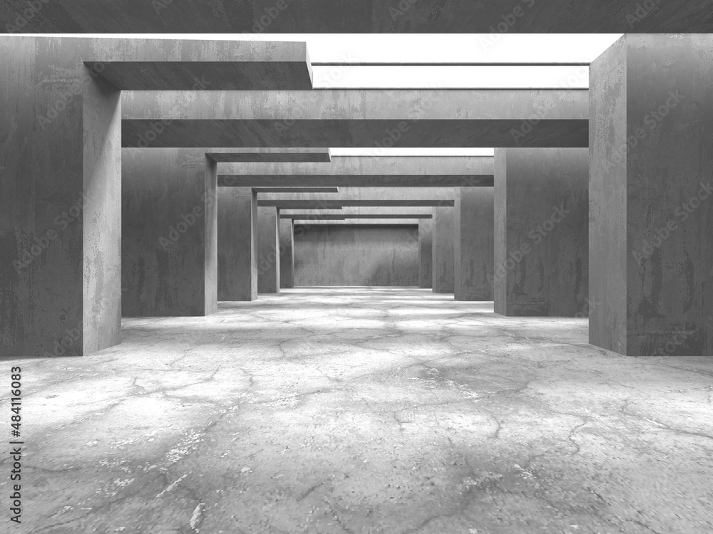 Fototapeta premium Abstract architecture background. Empty rough concrete interior