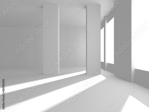 Illuminated corridor interior design. Empty Room Interior Background