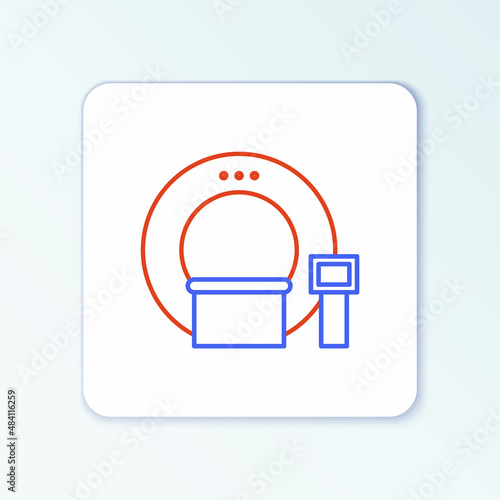 Line Tomography icon isolated on white background. Medical scanner, radiation. Diagnosis, radiology, magnetic resonance therapy. Colorful outline concept. Vector
