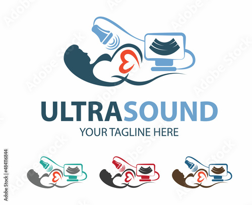 Ultrasound diagnostics logo. Medical research, gynecology clinic, polyclinics, obstetrics and hospitals, vector design and illustration.