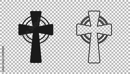 Black Celtic cross icon isolated on transparent background. Happy Saint Patricks day. National Irish holiday. Vector