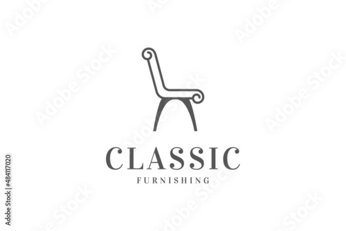 classic chair furniture, interior property furnishing logo design