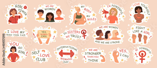Feminism and body positive. Icons of women's