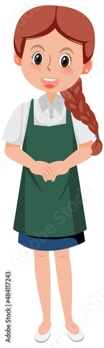 A housekeeper cartoon character on white background