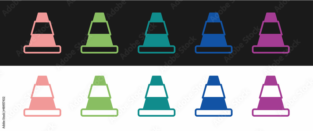 Set Traffic cone icon isolated on black and white background. Vector Set Traffic cone icon isolated on black and white background. Vector
