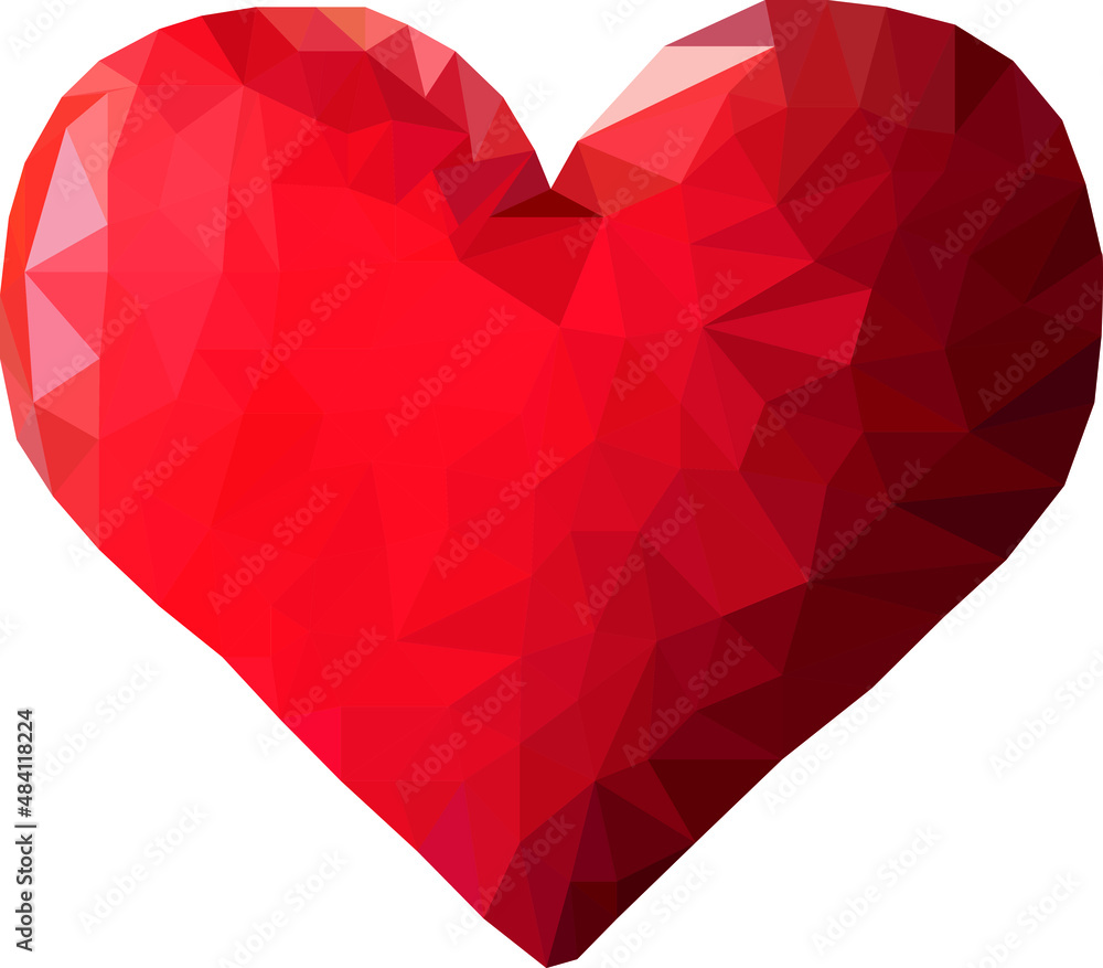 red heart drawn in low poly style. icon, banner, web design. valentine's day red heart drawn in low poly style. icon, banner, web design. valentine's day
