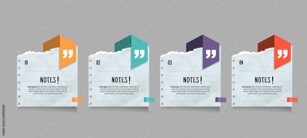 Text box design with note papers. Stock Vector | Adobe Stock