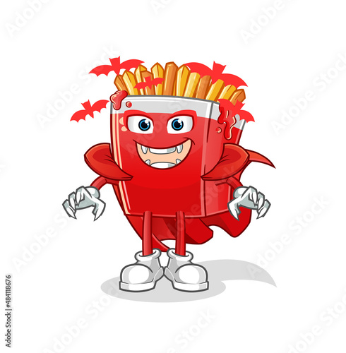 French fries Dracula illustration. character vector