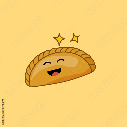 Vector illustration Curry puff or 'Kuih Karipap'. Popular Snack or cuisine breakfast at Malaysia