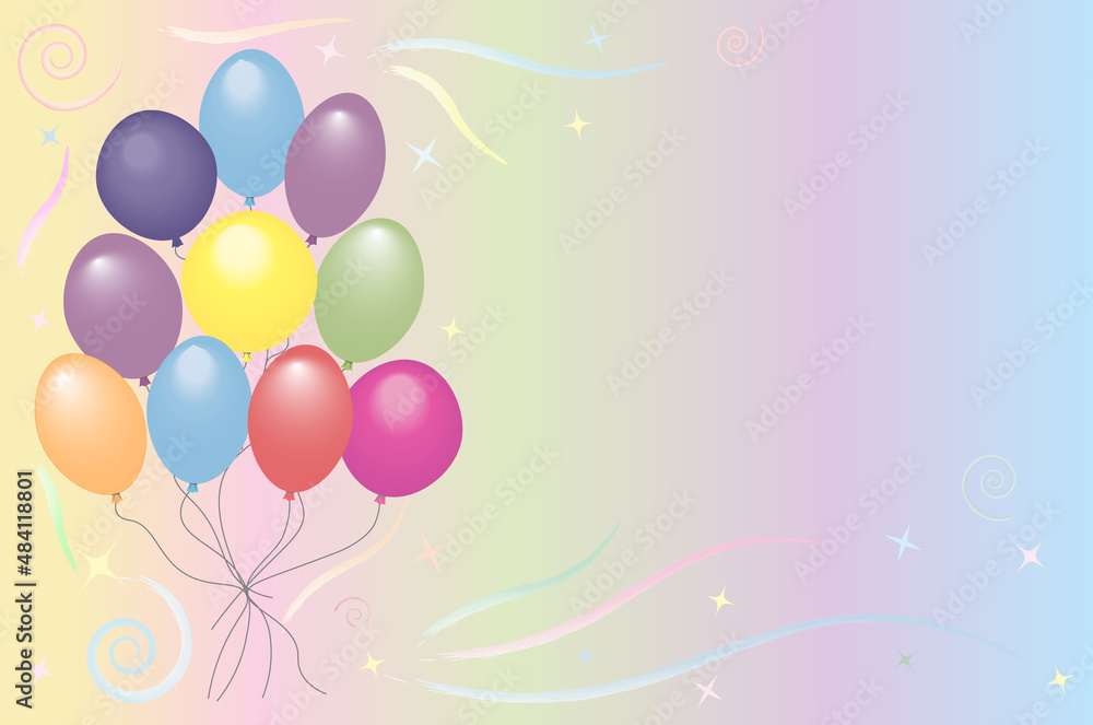 Beautiful background with colorful balloons on a light background