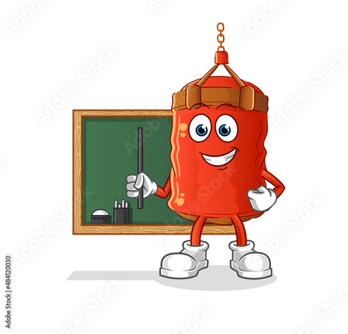 punching bag teacher vector. cartoon character