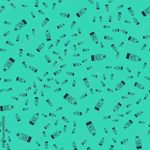 Black Nitrous oxide icon isolated seamless pattern on green background. Vector