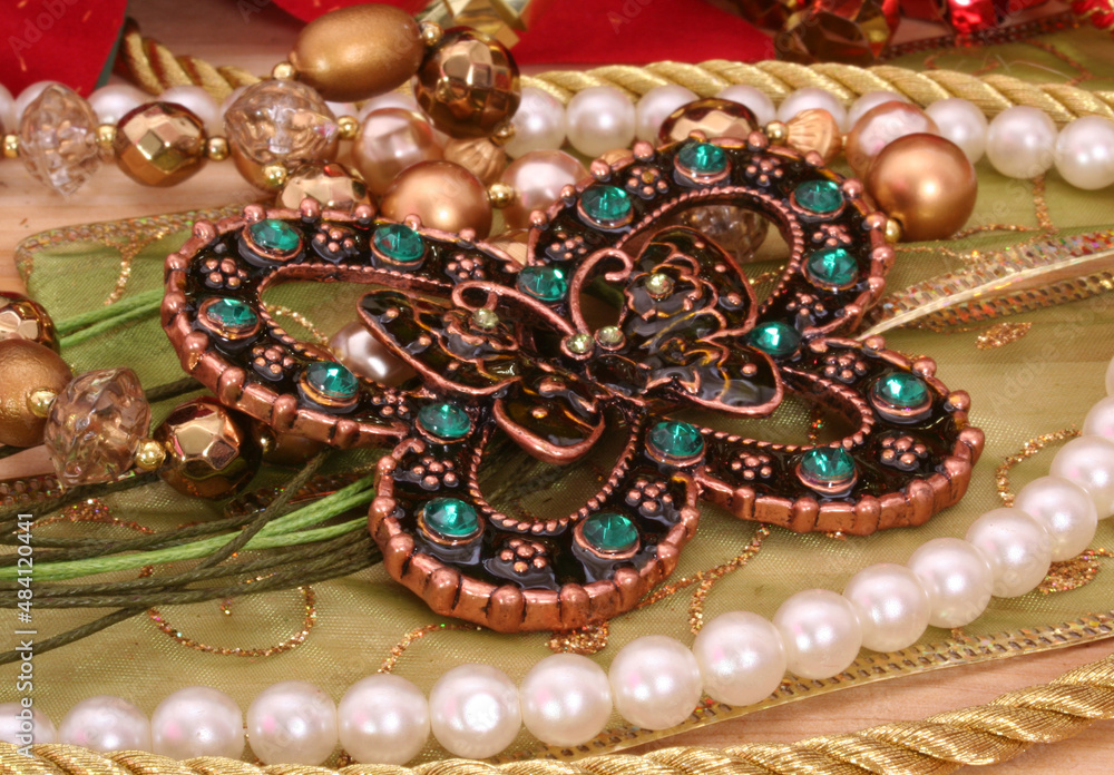 Butterfly and Pearls Victorian Style Butterfly in Holiday Display Butterfly and Pearls Victorian Style Butterfly in Holiday Display