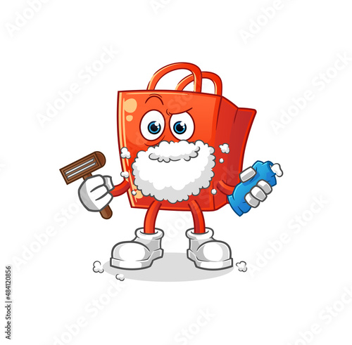 shopping bag shave facial hair vector. cartoon character