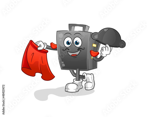 briefcase matador with red cloth illustration. character vector