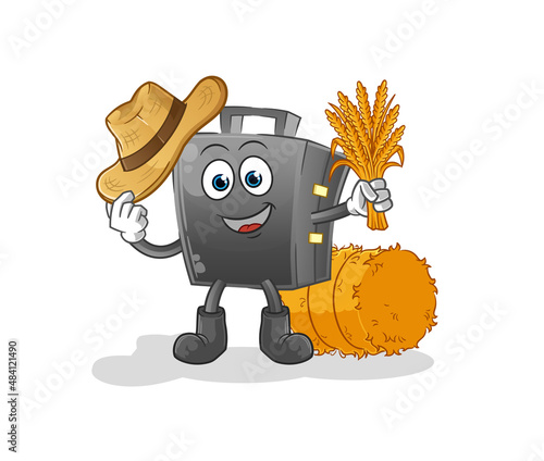 briefcase farmer mascot. cartoon vector