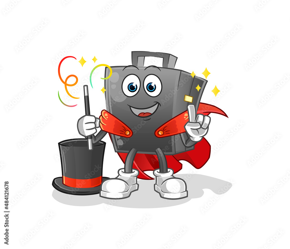 briefcase magician illustration. character vector briefcase magician illustration. character vector