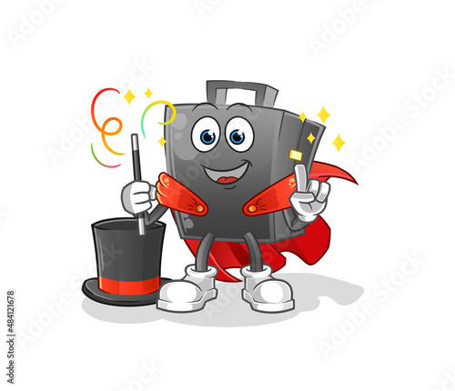 briefcase magician illustration. character vector