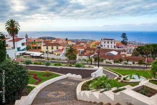 The oldest city on the island of Tenerife - La Oratava. Green streets and parks on the island of eternal spring. Canary Islands, Spain