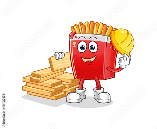 French fries builder vector. cartoon character