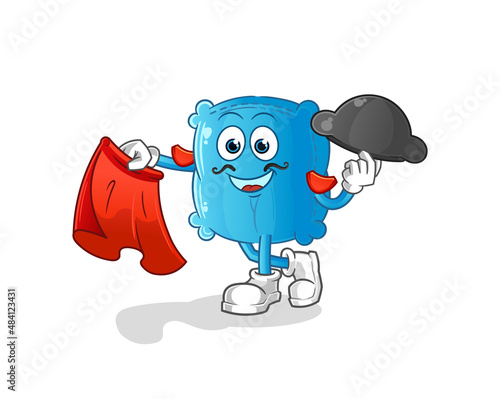 pillow matador with red cloth illustration. character vector